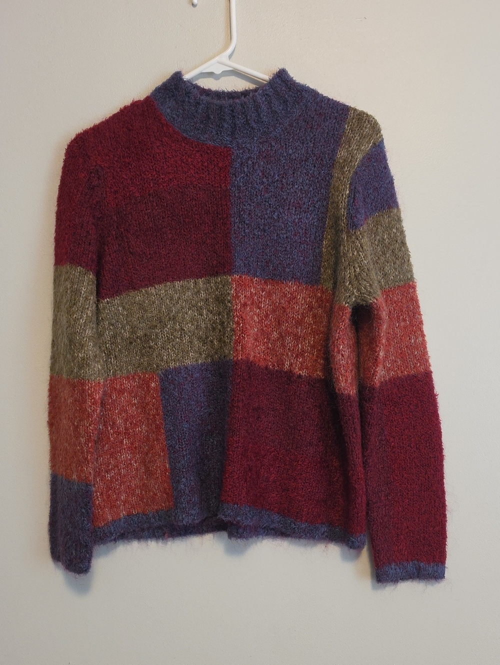 Christopher & Banks Colorblock Mockneck Sweater in Burgundy, Purple, Olive, Rust